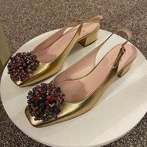 Kate Spade Maren Gold Sling Back Pumps Size 8